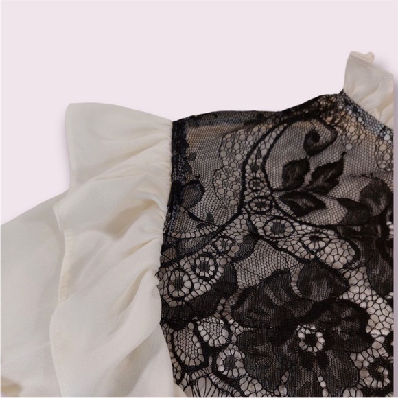 Zara Contrast Blouse lace ruffle sleeve - Picture 3 of 5